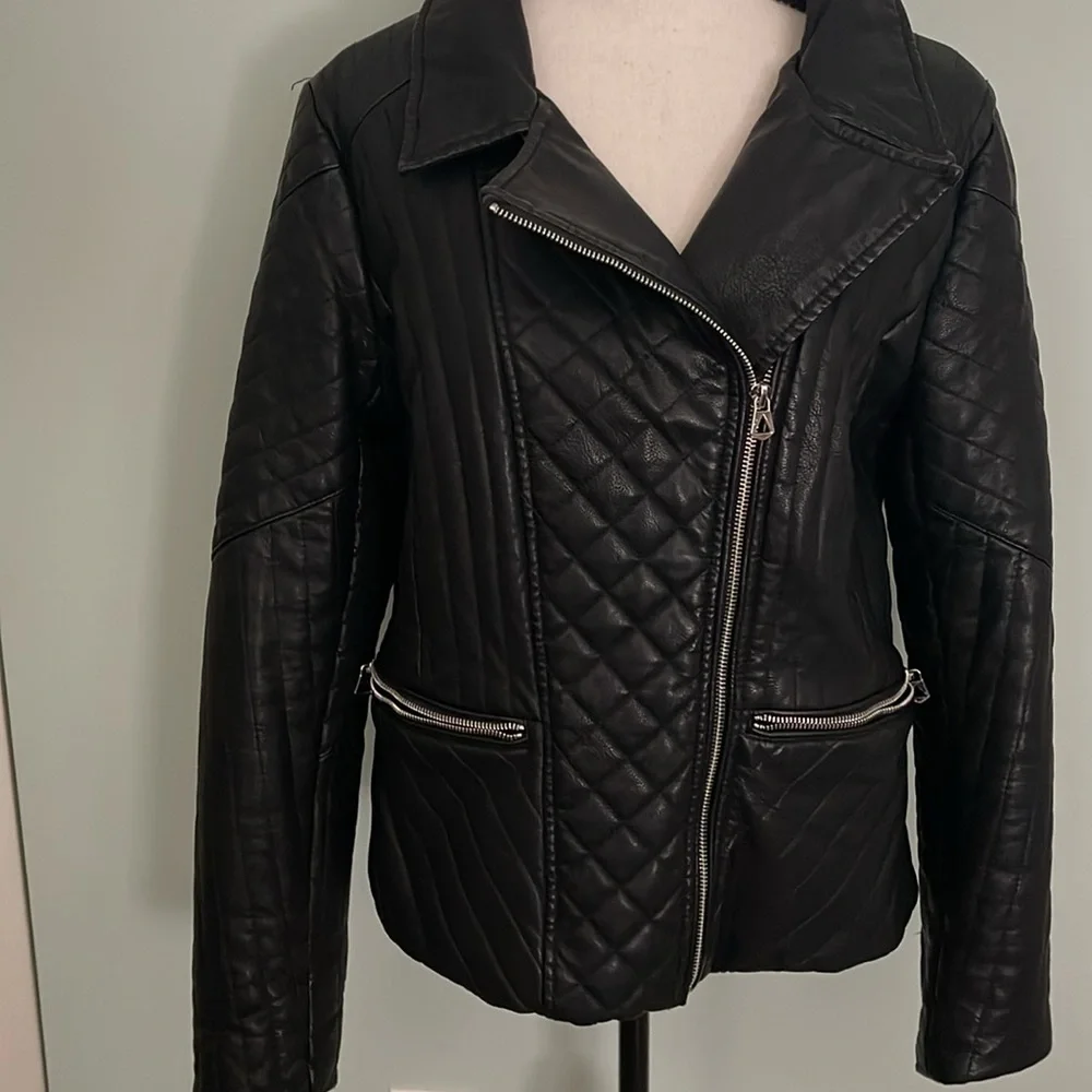 Guess Asymmetrical Moto Style Jacket Sz L - Picture 2 of 10